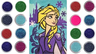 Colored sand painting Elsa | Frozen Elsa | Easy coloring for kids | Drawing princess Elsa