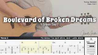 Boulevard of Broken Dreams - Green Day | Fingerstyle Guitar | TAB + Chords + Lyrics