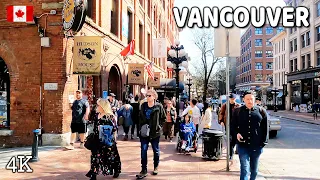 🇨🇦 【4K】☀️  Amazing Sunny Day in Downtown Vancouver BC, Canada.  March  2024. Travel Canada.
