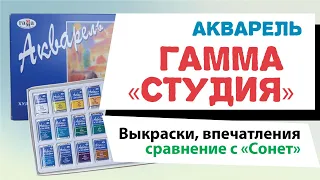 Обзор акварели Гамма "Студия", сравнение с акварелью Сонет