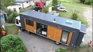 Tiny House winched onto site - Rapaki Bay