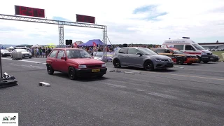 Opel Corsa 3.2 V6 vs VW Golf R 🚦🚗 drag race WHO WINS?! 1/8 mile drag racing 4K UHD