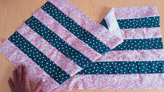 Just look how beautifully these strips of fabric transform | Patchwork for beginners.