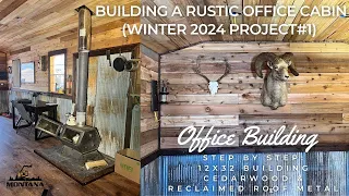 Building a rustic office cabin using reclaimed tin roof and cedar planks, Voiceover and step by step