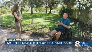 Amputee deals with wheelchair issue