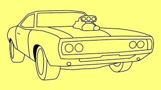 How to draw 1970 Dodge Charger Fast and Furious 7 car - Как нарисовать Додж Чарджер из Форсаж 7