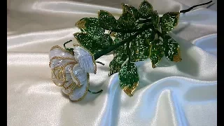 Белая  роза из бисера.Часть 1- Лепестки и листочки.White rose from beads.Part 1-Petals and leaves