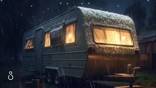 Hail Storm On Caravan Roof ❄️ Black Screen | 12 Hours | Sleep In Series