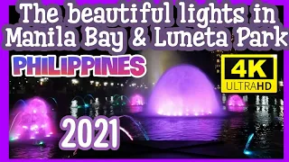 Amazing Lights in Manila Bay & Luneta Park [4K] | PHILIPPINES 2021 | Pandemic Christmas