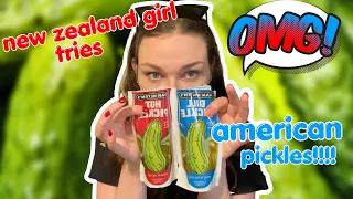 New Zealand Girl EATS AMERICAN DILL PICKLE IN A BAG for the first time!!