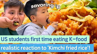 Will it be spicy? American students tried 'kimchi fried rice' for the first tim | Korean Food Tray