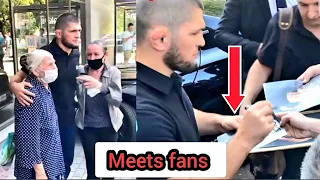 khabib nurmagomedov meets fans after gorilla energy press conference & being humble