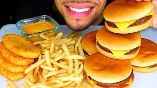 ASMR MCDONALD'S CHEESEBURGERS HASH BROWNS FRIES CHEESE SAUCE MUKBANG NO TALKING JERRY