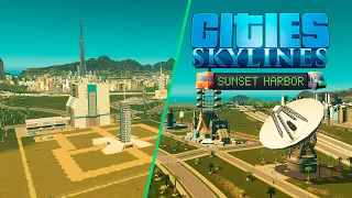 Cities Skylines - Sunset Harbor - Космический район, космический лифт, завод электромобилей! #52