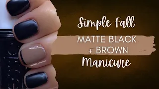Simple Fall Matte Black And Brown Manicure