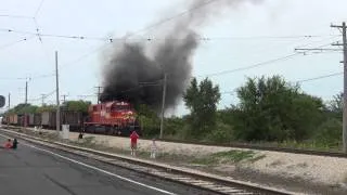 GBW 2407 Alco RSD15 puts on a show pulling IRM freight train