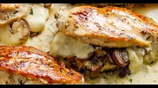 Cheesy Garlic Butter Mushroom Stuffed Chicken