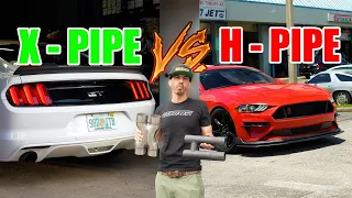 H pipe vs x pipe What is the difference, What you need to know! Resonator delete Mustang Gt