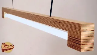 Modern LED Tube Light Fixture made from Plywood