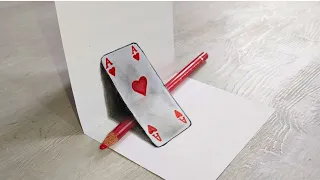 3d drawing on paper♥️how to draw card♣️