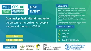 Scaling up agricultural innovation: Opportunities to deliver for people, nature and climate at COP26