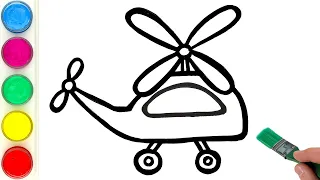 Helicopter Drawing, Painting, Coloring for Kids and Toddlers | Learn Vehicles