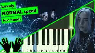billie eilish and khalid - lovely - piano tutorial - normal speed - two hands