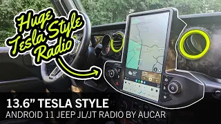 HUGE TESLA STYLE RADIO UPGRADE FOR JEEP JL/JT - AuCar 13.6" Tesla Style Android 11