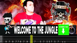 【GUNS N' ROSES】[ Welcome To The Jungle ] cover by Cesar | LESSON | BASS TAB