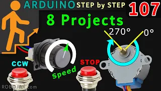 Using 28BYJ-48 Stepper Motor Push button Speed with 8 projects: Ultimate Video Tutorial Lesson 107