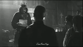 King Aelle (Ivan Kaye) learns of the Viking attack on Lindisfarne - Vikings