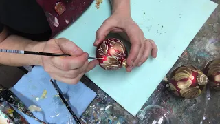 Painted Christmas Ornaments with Norwegian Rosemaling by Art of Lise - ASMR Therapy
