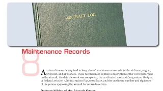 Chapter 8 Maintenance Records | Plane Sense General Aviation Information (FAA-H-8083-19a)