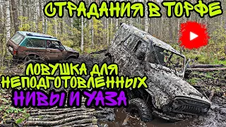 Нива VS УАЗ на 33" в торфяной ловушке 🔥 Гонка лебедок! Часть 1