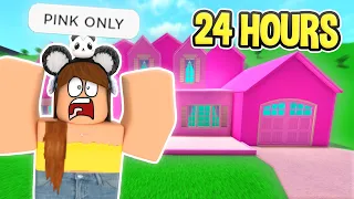 24 HOURS in an ALL PINK Bloxburg World!