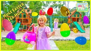 Easter Egg Hunt Surprise Toys Challenge for Kids on the Playground with Princess Rapunzel