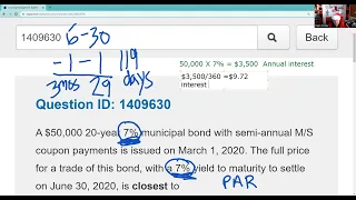 Series 7 Exam Prep - Accrued Interest is Paid by the Buyer to the Seller.  119 days X $9.72 per day