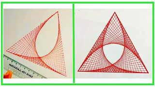 How to draw Easy Geometric Drawing|symmetric design| String Pattern|triangle spirograph pattern