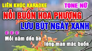 Karaoke LK Nỗi Buồn Hoa Phượng & Lưu Bút Ngày Xanh Tone Nữ Nhạc Sống gia huy beat