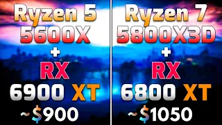 Ryzen 5 5600X + RX 6900 XT vs Ryzen 7 5800X3D + RX 6800 XT | PC Gaming Benchmark Test