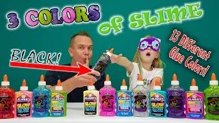 3 COLORS OF GLUE SLIME CHALLENGE! All 13 New Colors to Pick w/ My Dad!!!