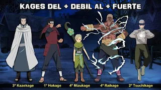 Todos los Kages de la Historia, Ordenados del más Débil al más Fuerte.