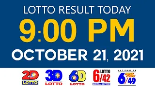 Lotto Results Today October 21 2021 9pm Ez2 Swertres 2D 3D 6D 6/42 6/49 PCSO