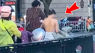 Women's Unusual Actions in Public Caught on Camera