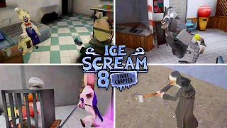 Ice Scream 8 Final Chapter All Endings In 3RD Person View | Ice Scream 8 Escape And Game Over Scene