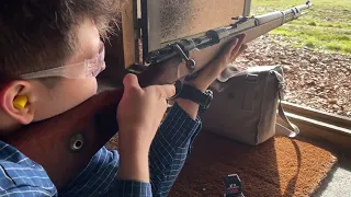 Firing ERMA EL24 .22 LR Kar 98k Conversion at 200 meters