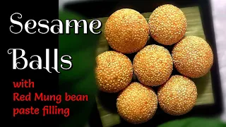 Crispy Sesame Balls Recipe with Easy Red bean Paste Filling Recipe