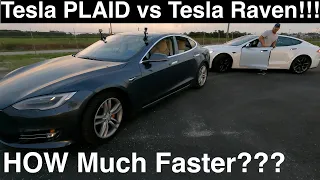 2021 Tesla Plaid vs 2019 Tesla 'Raven' Model S Ludicrous! THREE 1/4 mile Drag Races with Timeslips!