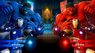 Blue Hulk & Blue Iron Man Vs Red Hulk & Iron Man  (Very Hard)AI Marvel vs Capcom Infinite