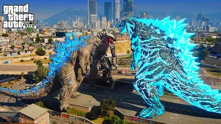 GTA 5 - Godzilla Earth VS Atomic Godzilla and Mechagodzilla | Epic Battle!